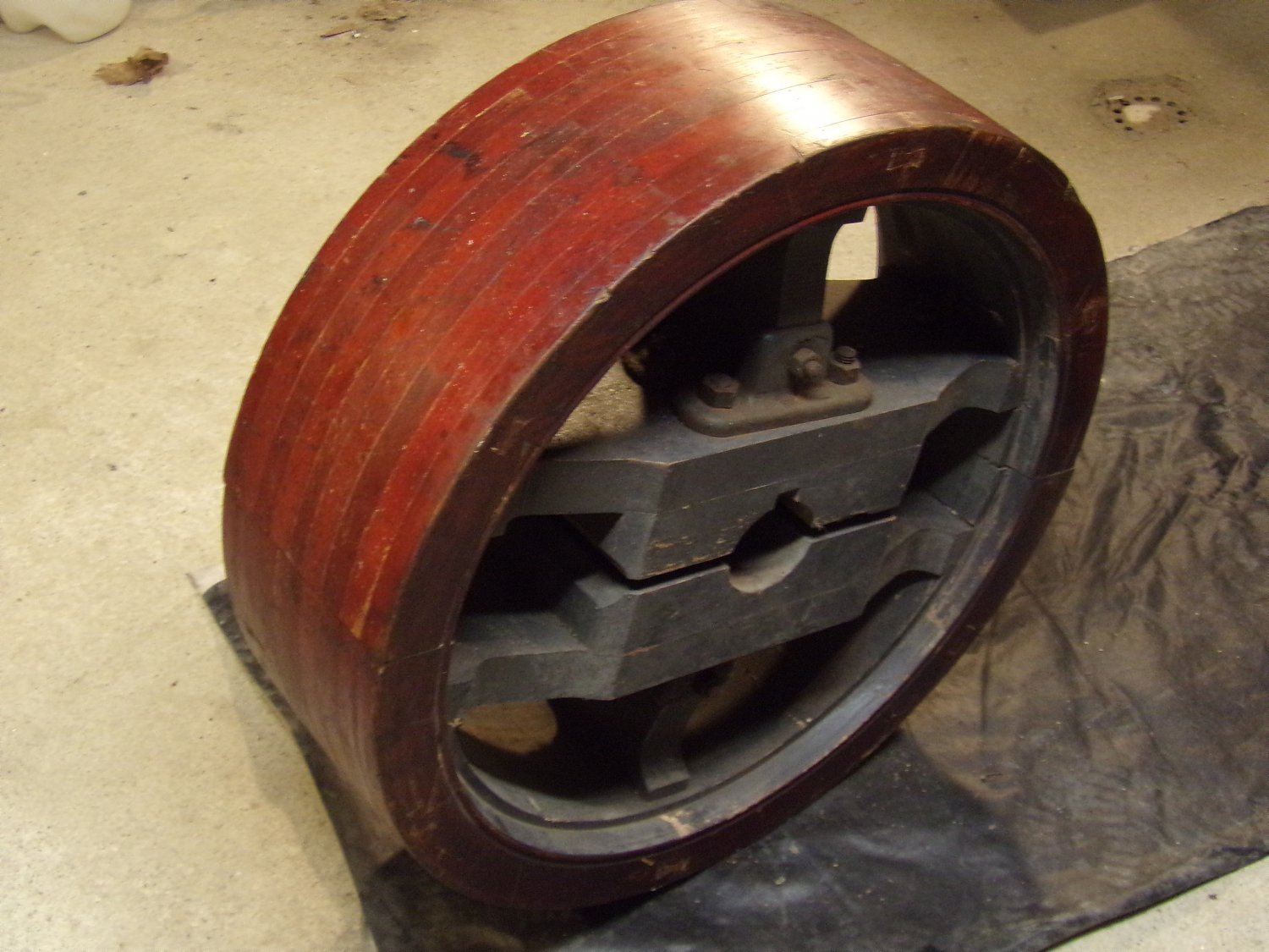 Antique Wood Pulley for Glass Top Table