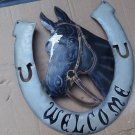 Hand Crafted Metal Folk Art Welcome Horse Sign FR Hand Crafted Metal Folk Art Welcome Horse Sign FR