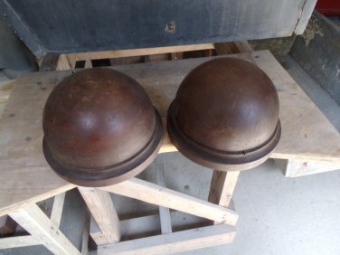 Two Antique Newel Post Round Tops