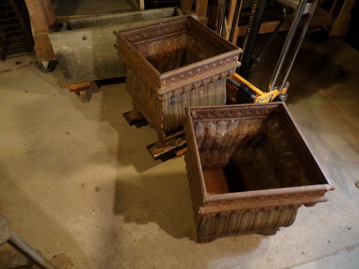 Pair of Antique Cast Iron Flower Pots