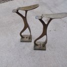 A Vintage Pair of Ladies Brass Shoe Shine Stands