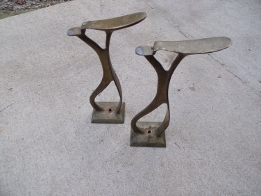 A Vintage Pair of Ladies Brass Shoe Shine Stands