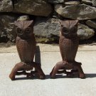 Antique Owl Andirons with Glass Eyes