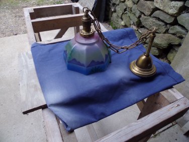 Antique Brass Ceiling Lamp with reverse painted shade   305