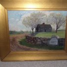 A historical painting of Meriam's corner in Concord MA.