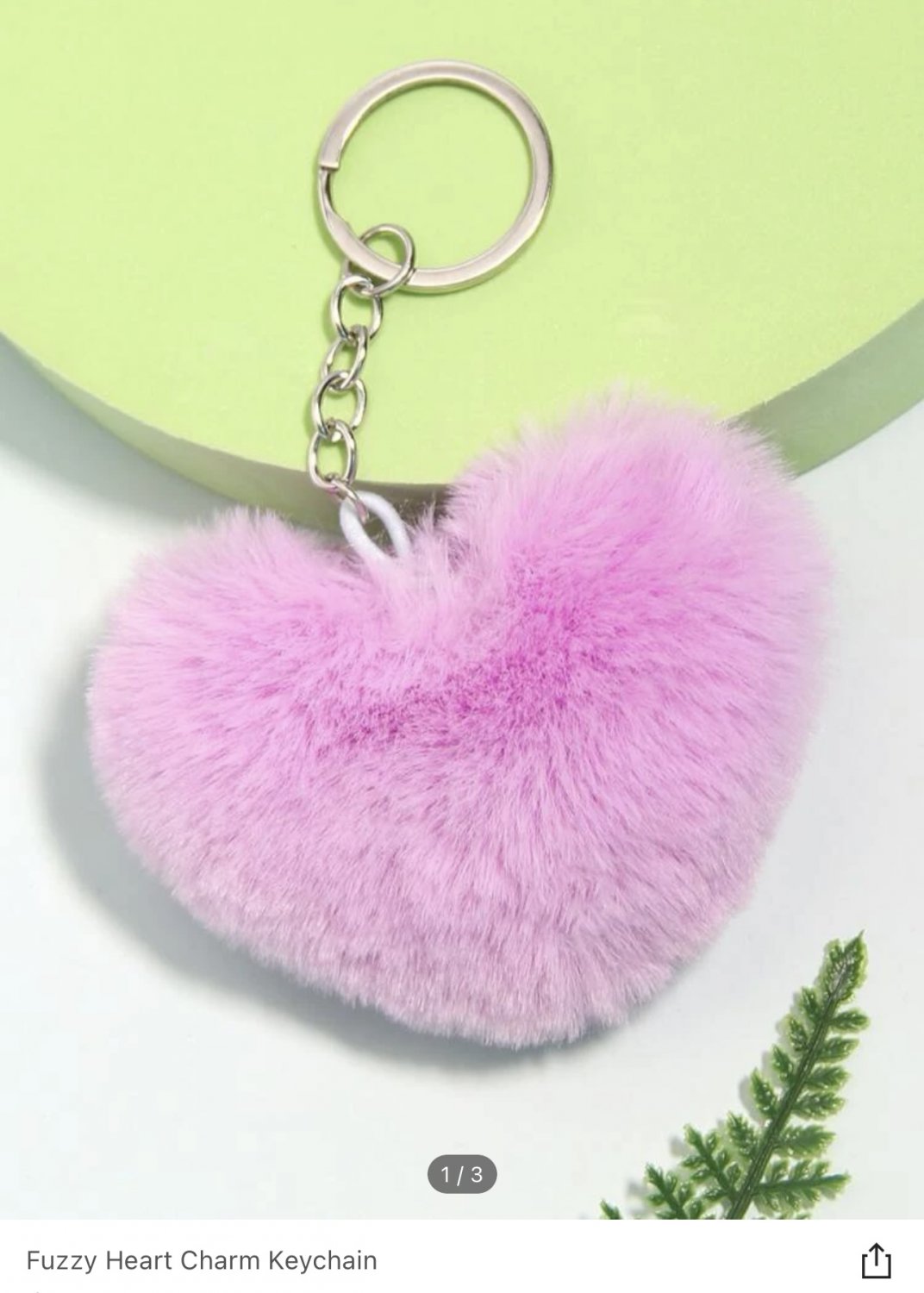 Fuzzy Heart Charm keychain