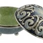Scroll Style Salt Box, With spoon and Cover: Blue and Silver color