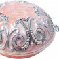 Scroll Style Salt Dish, With spoon and Cover: PInk and Silver Color