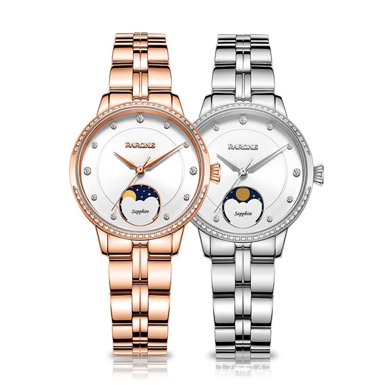 Rarone moon phase watches women's Japanese quartz movement 31mm wristwatches 860648
