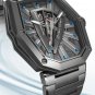 Rarone black watch tonneau shaped Mens Japan Movement Luminous 46mm mechancial Wristwatches 8670429