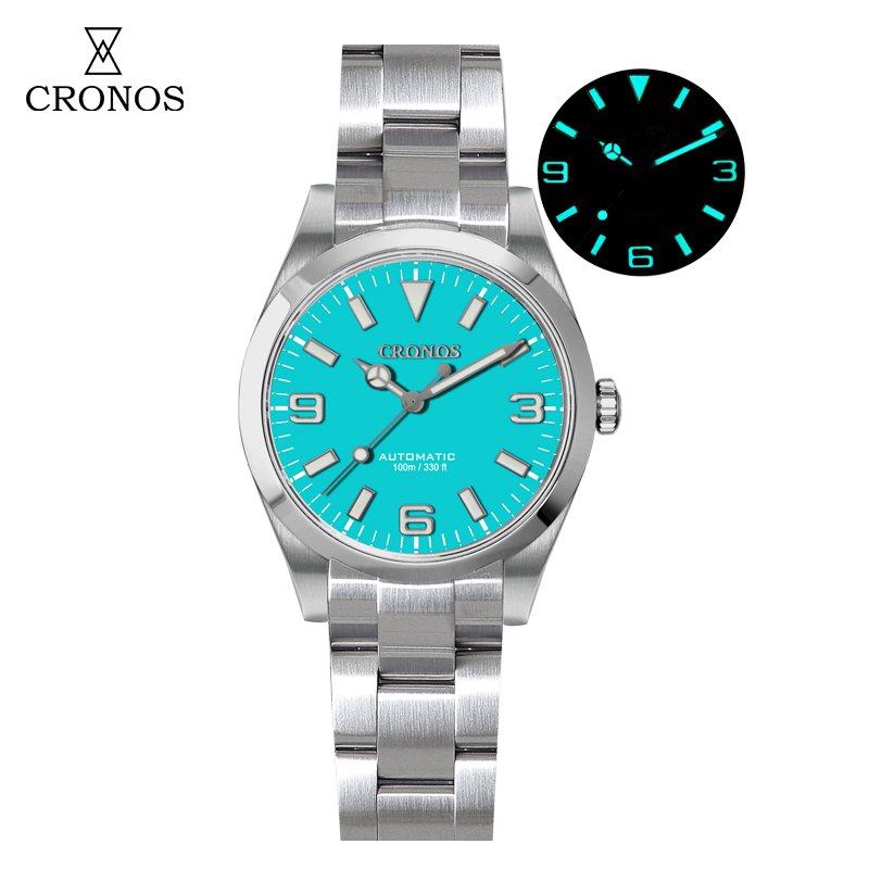 Cronos Mens Watch 39mm Dial Explore Climbing Automatic Mechanical 10Bar Luminous Wristwatch L6016