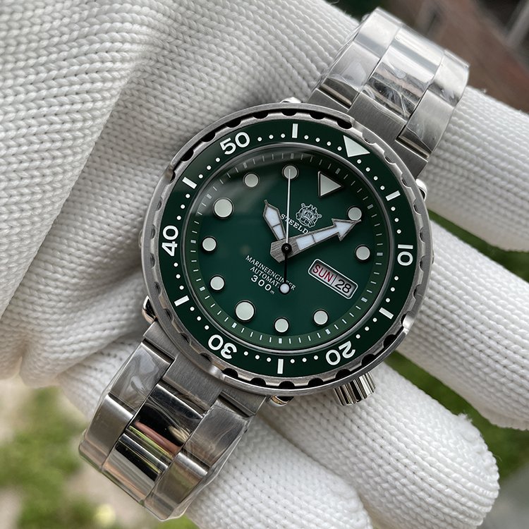 Steeldive Green Dial NH36 Automatic Movt BGW9 Luminous 47.5MM 30ATM Men's  Dive Tuna Watch SD1975W