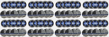 (40) BLUE LIVES MATTER Police Challenge Coins in plastic capsule Thin Blue Line