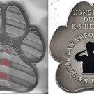 K9 Police Dog Challenge Paw Coin honoring law enforcement police service dogs