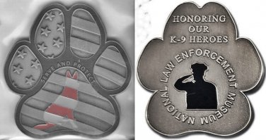 K9 Police Dog Challenge Paw Coin honoring law enforcement police service dogs