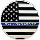 BLUE LIVES MATTER Police Challenge Coin in plastic capsule Thin Blue Line LEO