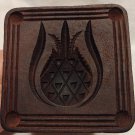 Antique primitive square thistle or pineapple butter stamp mold press treen