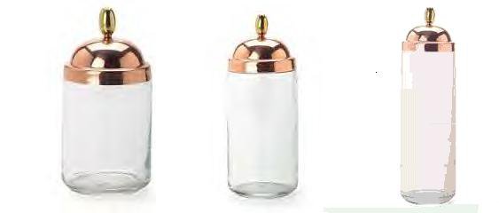 NEW (see note) discontinued Ruffoni 3-pc glass canister set / kitchen jars w/ copper lids