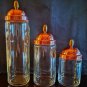 NEW (see note) discontinued Ruffoni 3-pc glass canister set / kitchen jars w/ copper lids