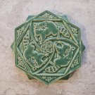 RARE Pewabic medieval RACCOON 12-point star tile