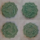 Rare Pewabic set of 4 medieval animal tiles - RABBIT FOX RACCOON DEER