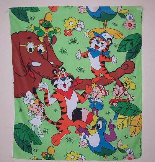 Kelloggs Cereal Characters Fabric Panel Circa 1980