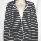 TALBOTS sweater jacket sz SP knit Nylon Rayon Cotton Navy White Stripes Cardigan