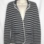 TALBOTS sweater jacket sz SP knit Nylon Rayon Cotton Navy White Stripes Cardigan