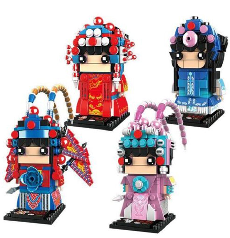 New Huadan King Building Blocks Mecha landscape Beijing opera series Puzzle Assembly Model Toy