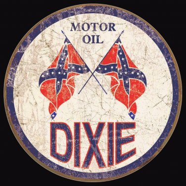 Dixie Motor Oil Dixie Gas Weathered Round Vinyl Decal Sticker Waterproof
