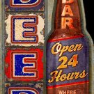 Beer Bar Open 24 Hours Color Vinyl Decal Sticker Waterproof