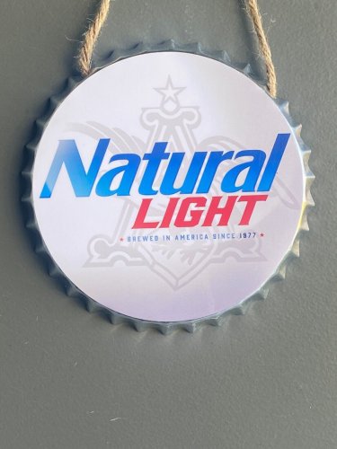 Natural Light Decorative Bottle Caps Metal Cafe Beer Bar Decoration 6"