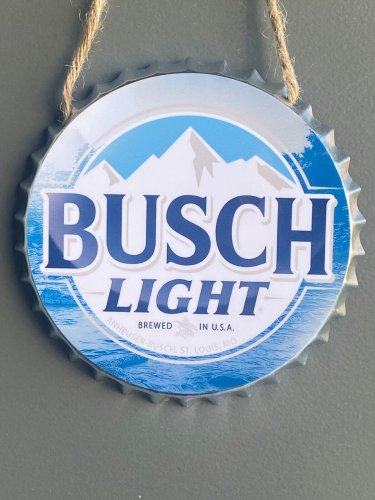 Bush Light Decorative Bottle Caps Metal Cafe Beer Bar Decoration 6"