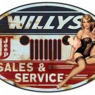 Willy's Sales and Service Pinup Girl Vinyl Decal Sticker Waterproof