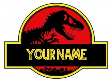 CUSTOM "YOUR NAME" Personalized Jurassic Park Color  Vinyl Sticker Waterproof