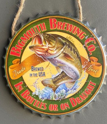 Bigmouth Brewing Co. Decorative Bottle Caps Metal Cafe Beer Bar Decoration 6"