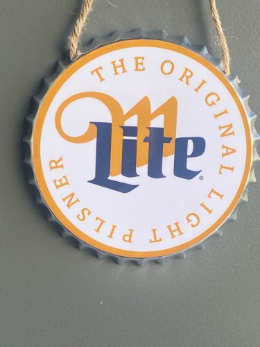 Miller Lite Decorative Bottle Caps Metal Cafe Beer Bar Decoration 6"