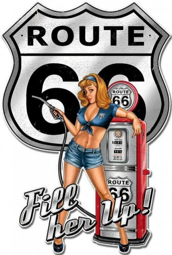 RT66 Pin Up Fill Her Up Vinyl Decal Sticker Waterproof