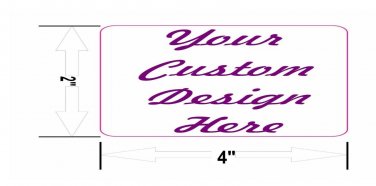 100 CUSTOM PERSONALIZED SEALS LABELS GLOSSY STICKERS 2" X 4" ROUND CORNER SQUARE