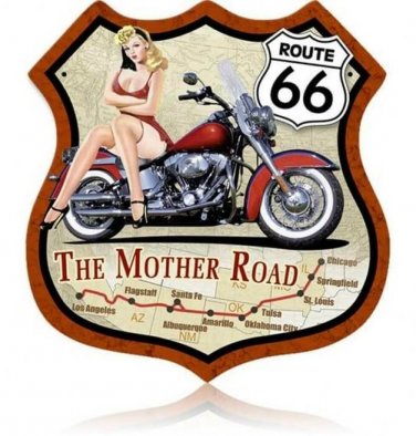 Retro Route 66 Pinup Bike Shield Vinyl Decal Sticker Waterproof