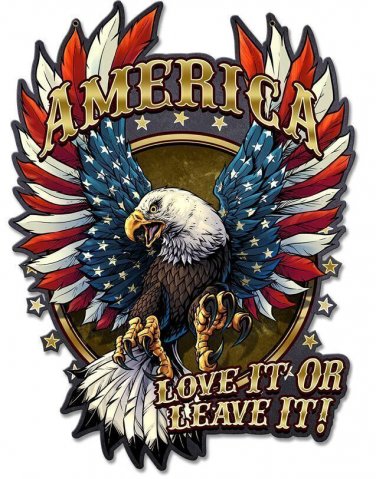 Eagle with US Flag Stripes Vinyl Decal Sticker Waterproof