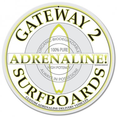 Gateway Adrenaline Surfboards round Vinyl Decal Sticker Waterproof