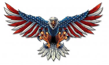 Eagle With US Flag Wings Spread Vintage Vinyl Decal Sticker Waterproof