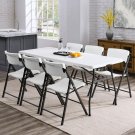 6 Foot Fold-in-Half Camping Dining Table Seats 6 Adults 170 lbs Capacity White