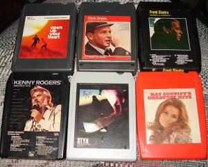 Six diff 8-Track tapes - Frank Sinatra, Ray Conniff, Kenny Rogers, Styx,