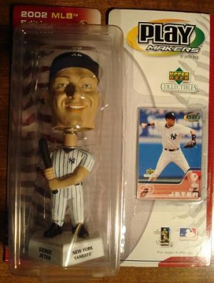 Derek Jeter bobblehead nodder w/ UD baseball card MIP 2002 Playmakers New York Yankees