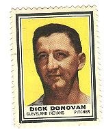 1962 Topps baseball stamp - Dick Donovan Cleveland Indians