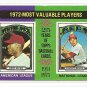 1975 Topps baseball card #1972 MVP's Rich Allen & Johnny Bench EX