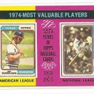 1975 Topps baseball card #212 (C) 1974 MVP's Jeff Burroughs & Steve Garvey NM
