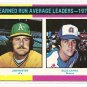 1975 Topps baseball card #311 ERA Leaders Jim Catfish Hunter & Buzz Capra NM